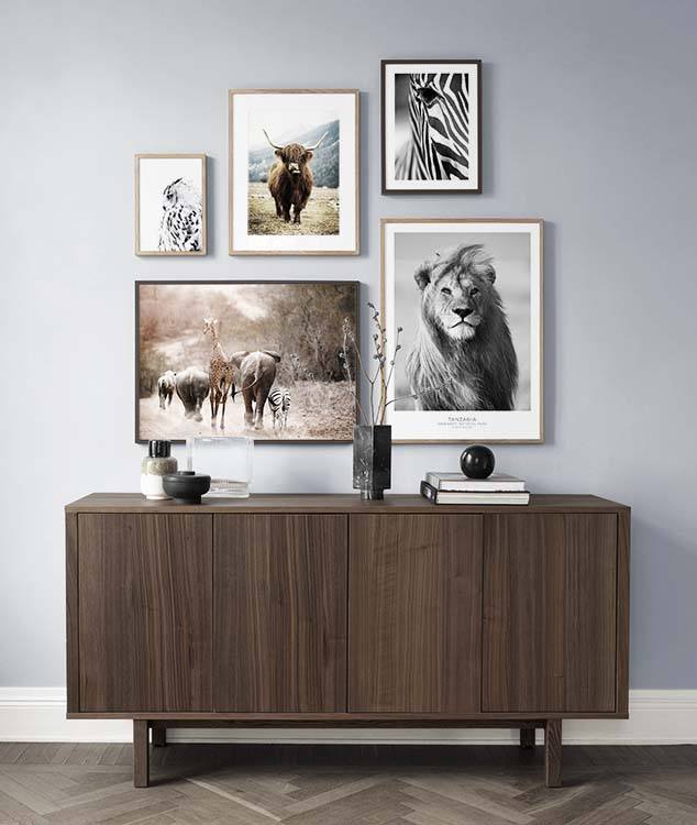 Wild nature gallery wall Gallery wall with animal designs