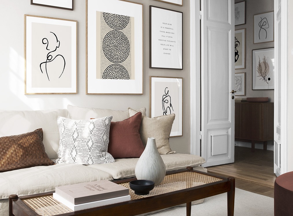 Living room with natural tones