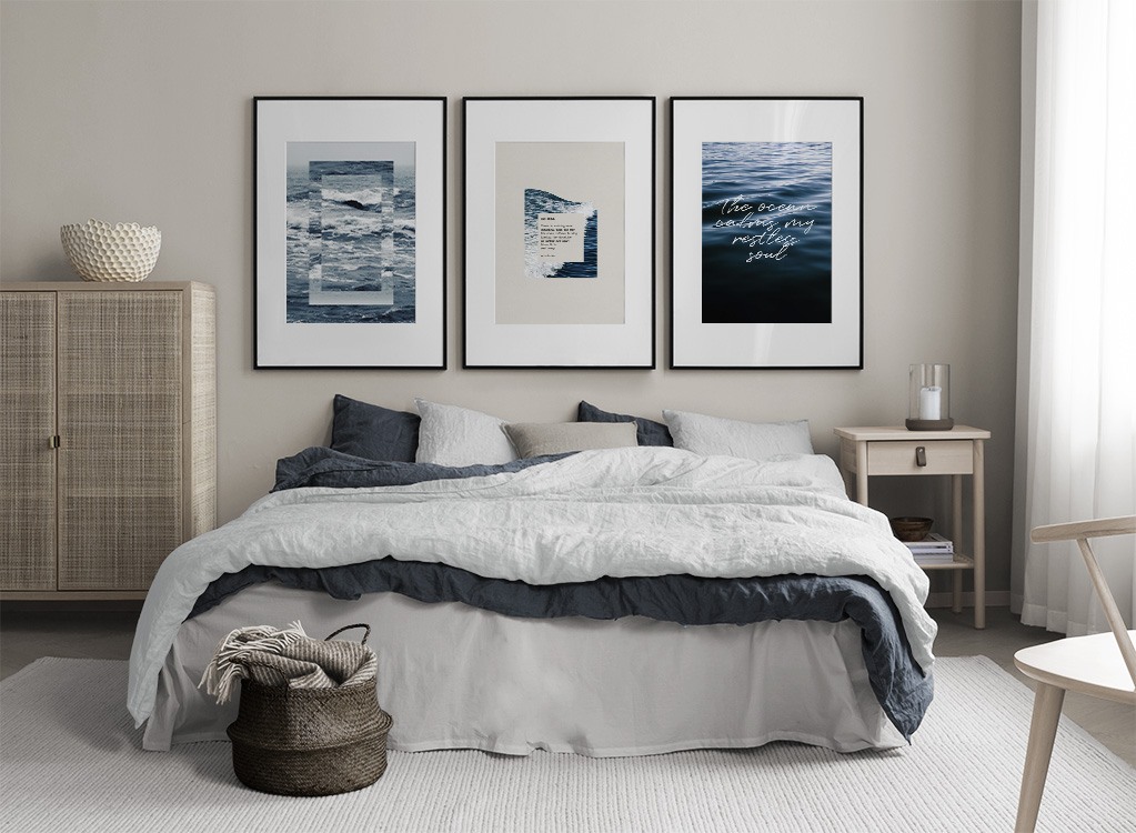Ocean art gallery wall trio