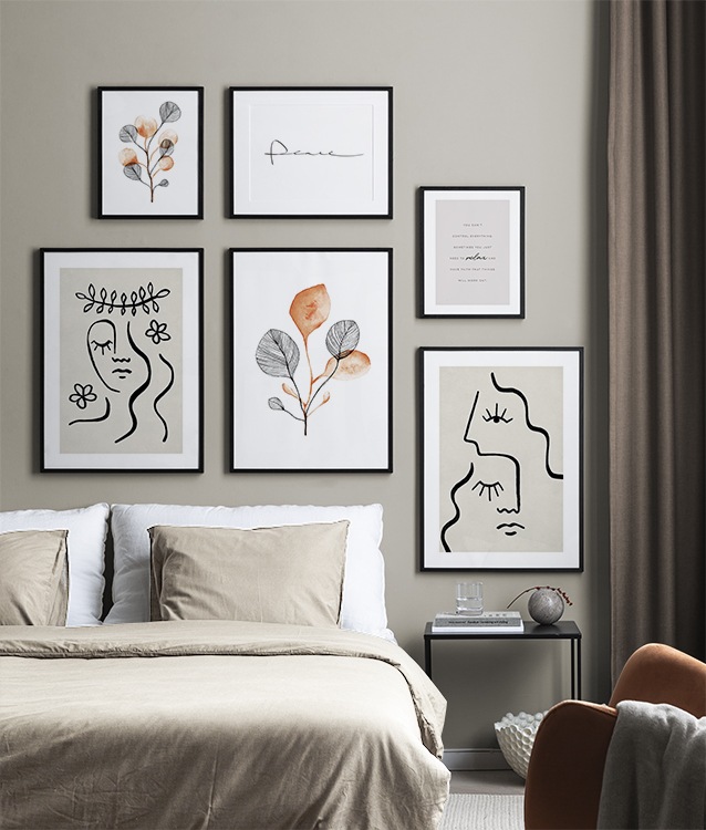 Beige and white illustrations