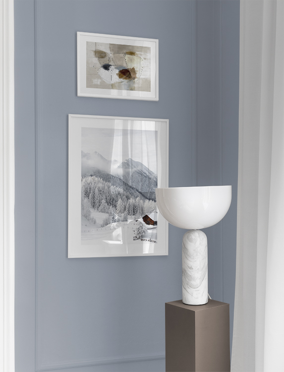 Snowy landscape and illustration for hallway