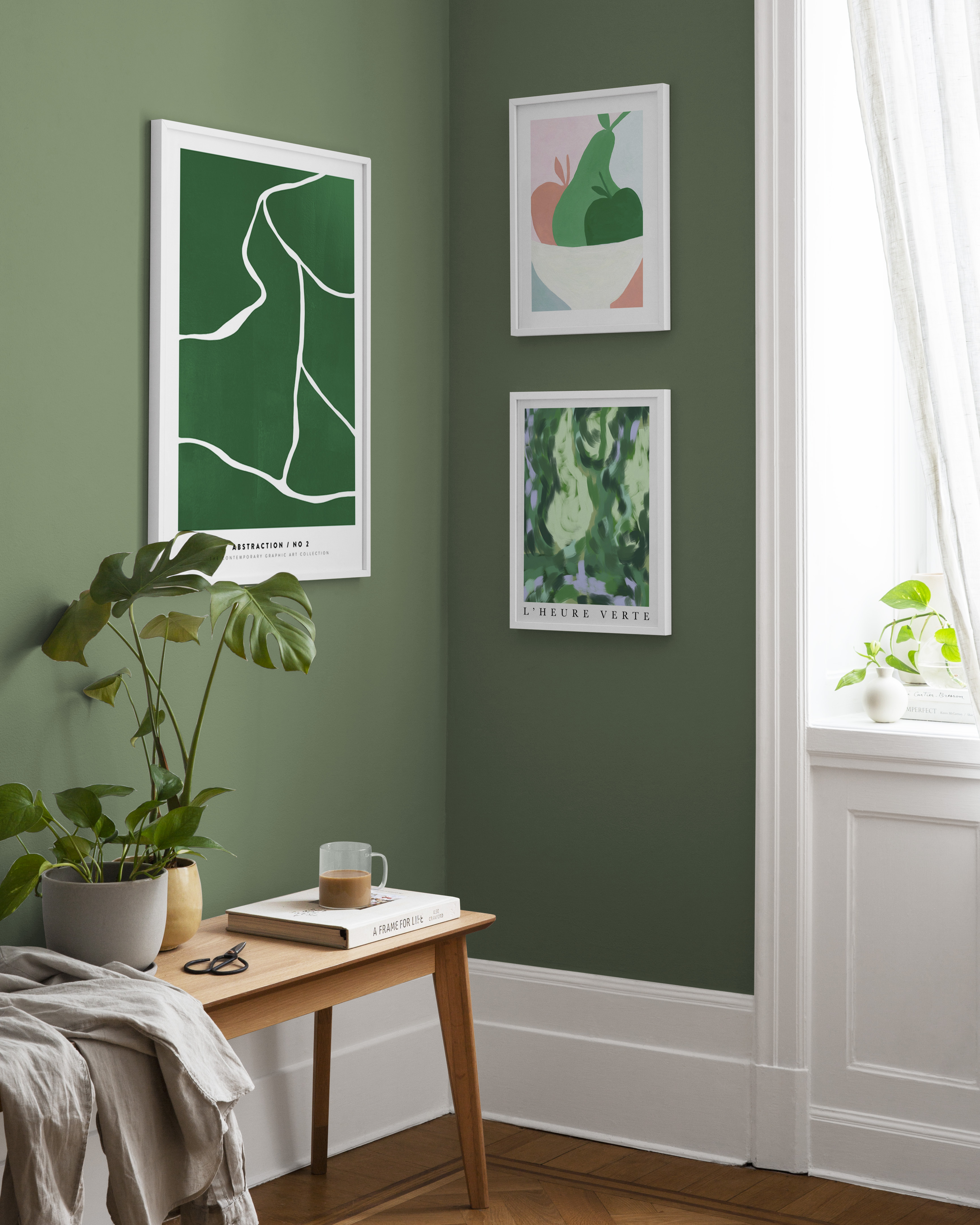 Funky green art for living room