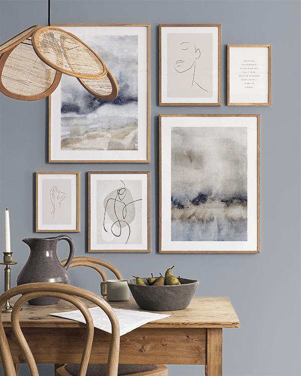 Abstract Blue gallery wall